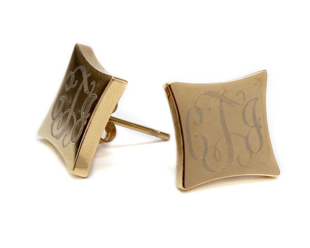 Stainless Steel Monogram Square Earrings - Allyanna GiftsMONOGRAM + ENGRAVING