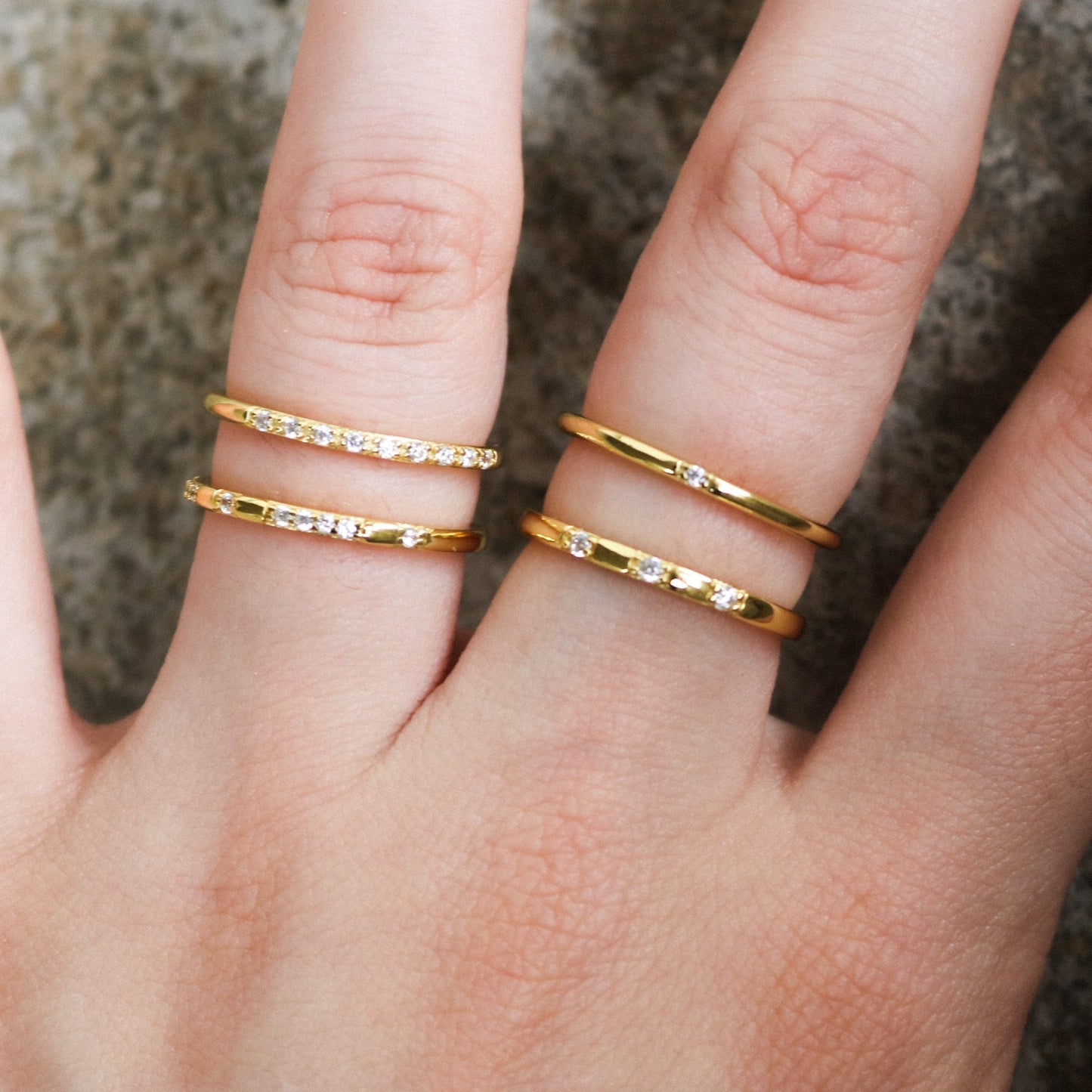 Sterling Silver 4 Band Stackable CZ Ring - Allyanna GiftsRINGS