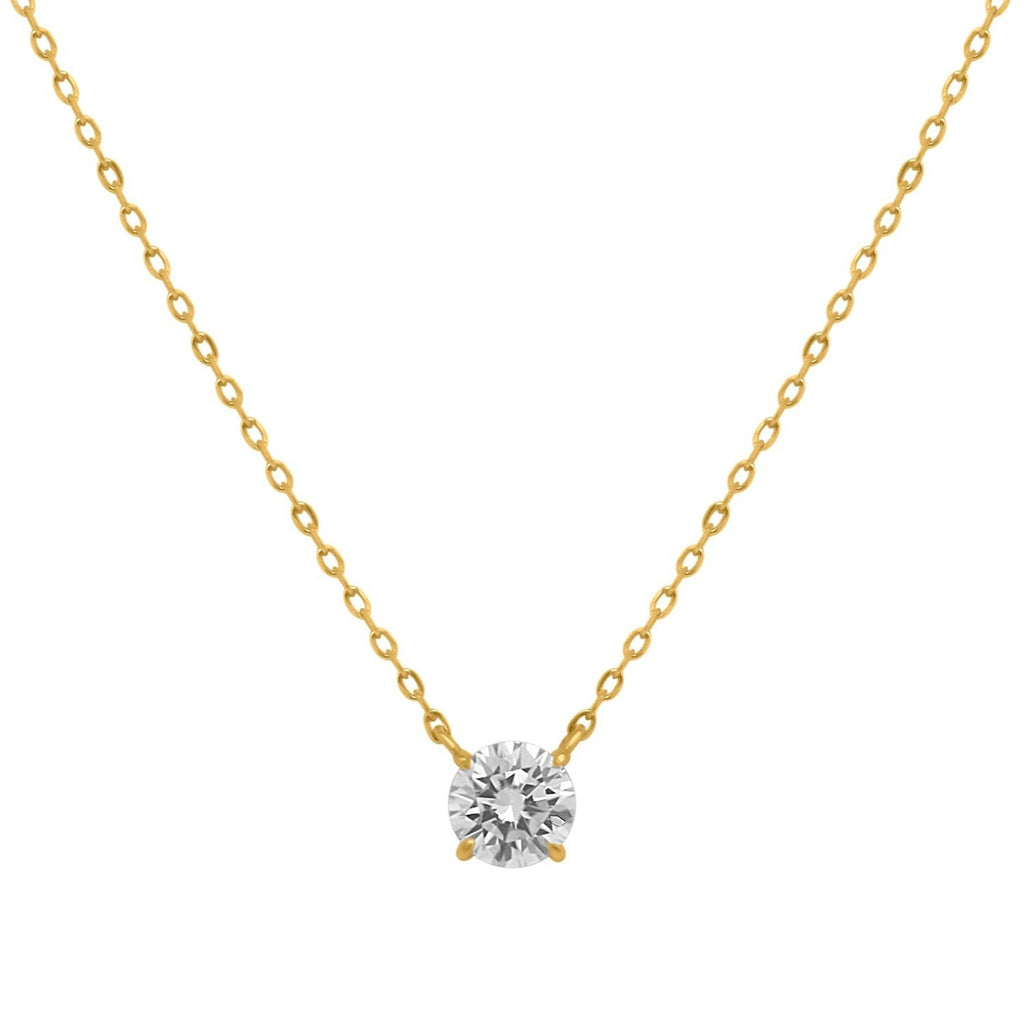 Sterling Silver 4 Prong Round Moissanite Necklace W/Certification - Allyanna GiftsNECKLACE