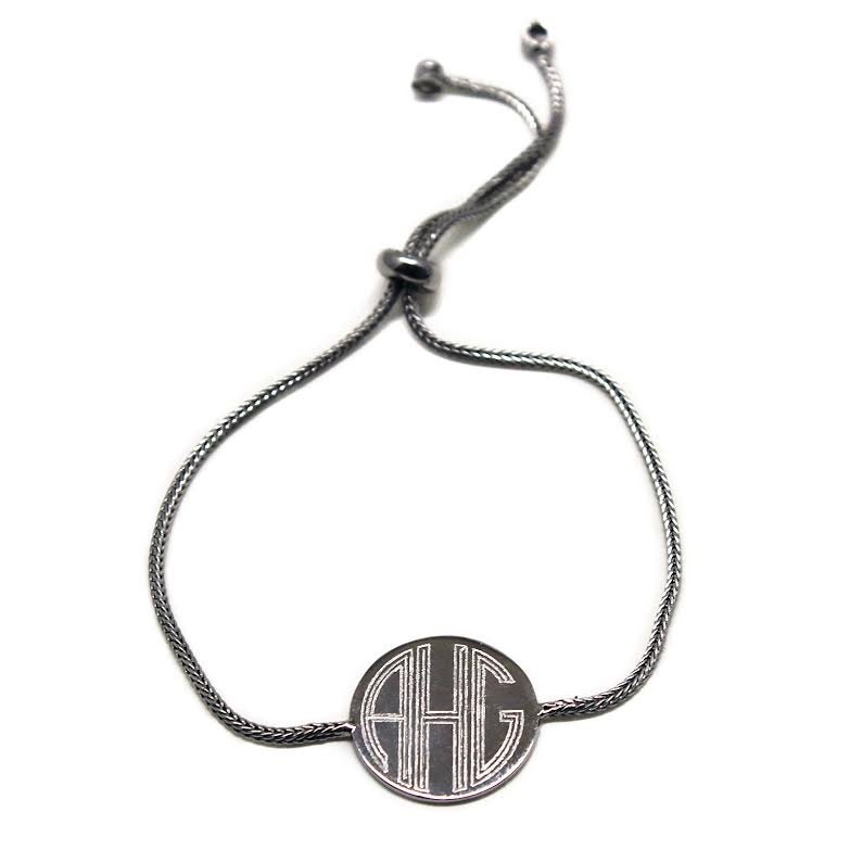 Sterling Silver Adjustable Tassel Bracelet - Allyanna GiftsMONOGRAM + ENGRAVING