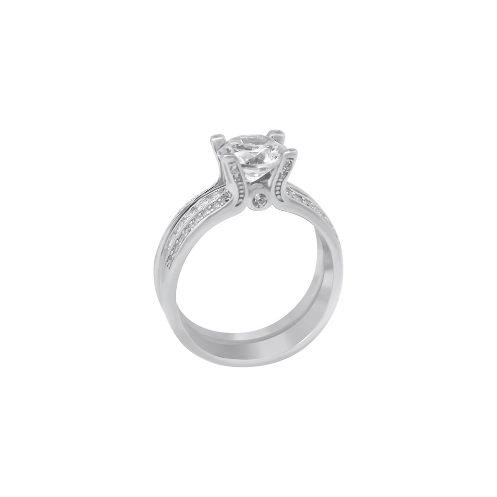 Sterling Silver Circle Cut Thick Band Wedding/Engagement Ring - Allyanna GiftsRINGS