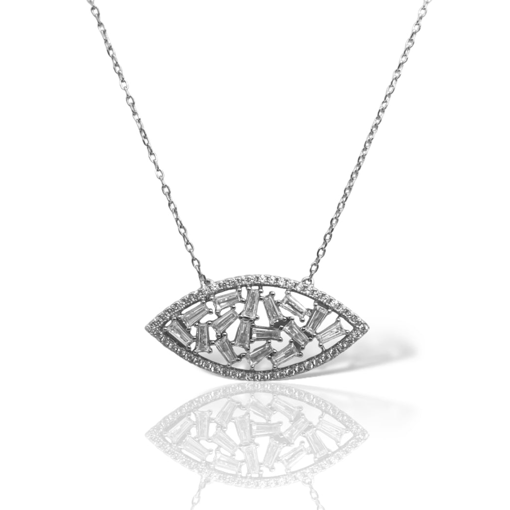 Sterling Silver Cluster Baguette Evil Eye Necklace - Allyanna GiftsNECKLACE