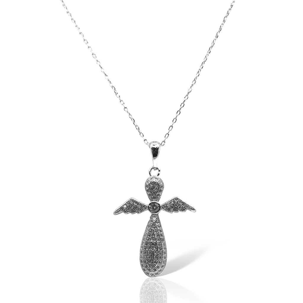 Sterling Silver Cross Angel Necklace - Allyanna GiftsNECKLACE