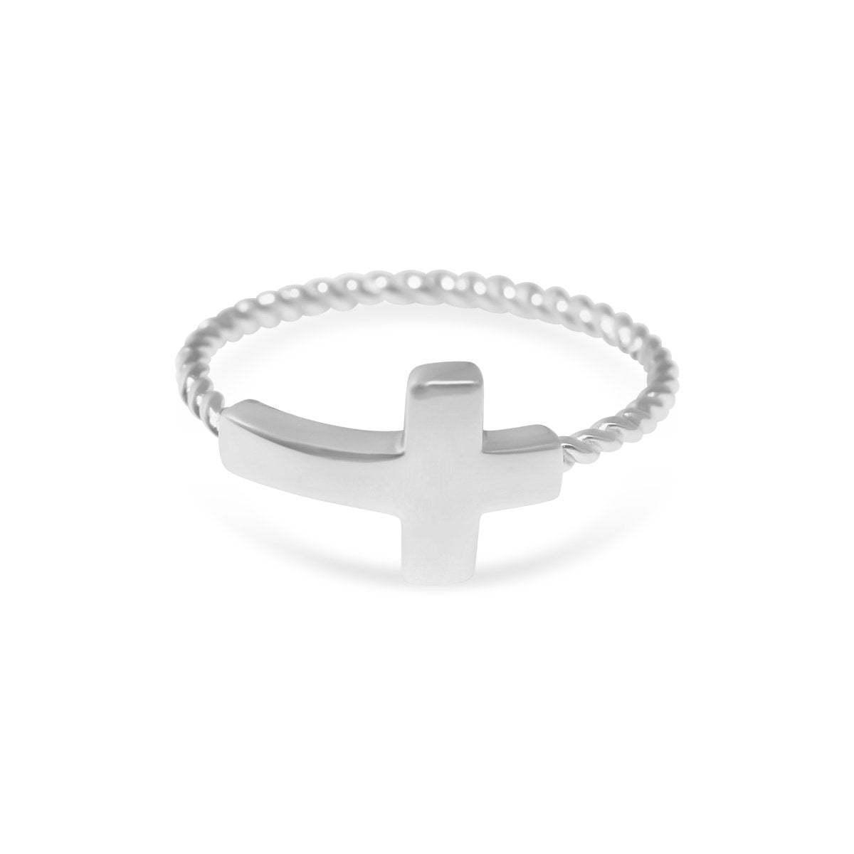 Sterling Silver Cross Rings with Thin Rope Band - Allyanna GiftsRINGS