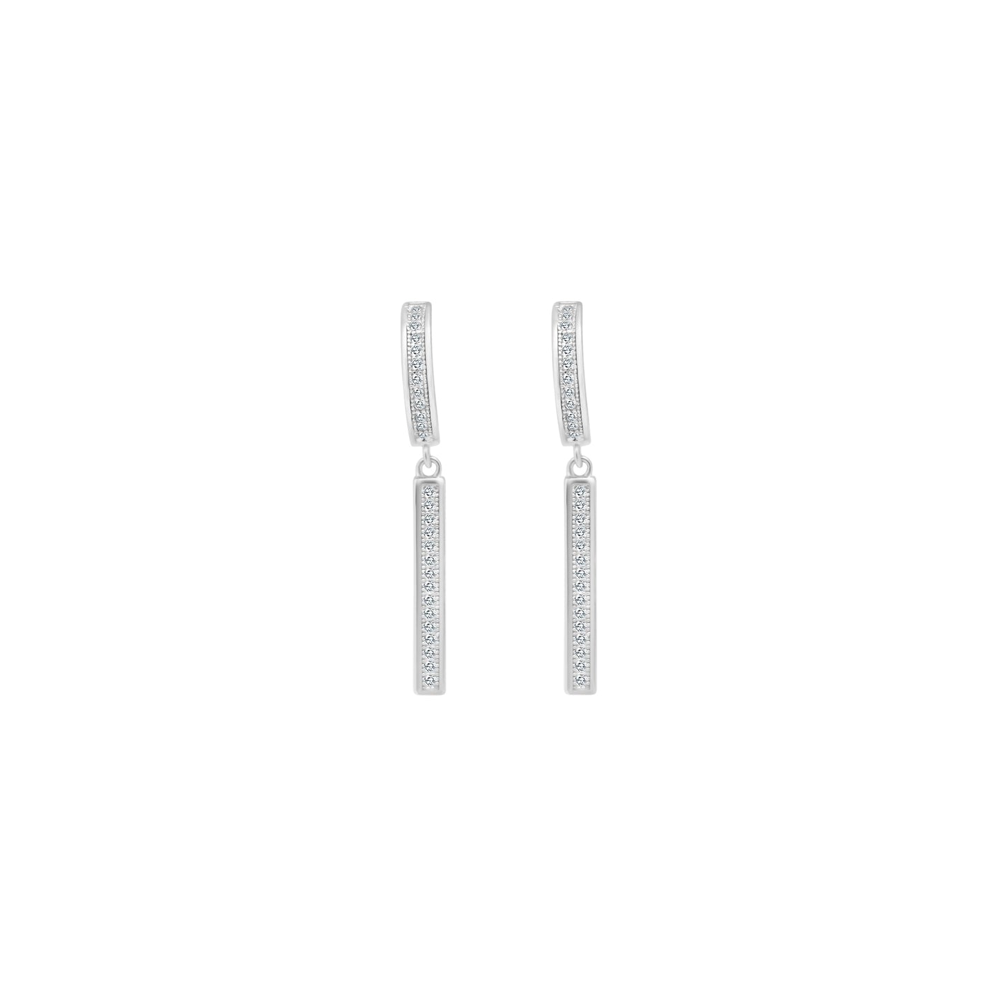 Sterling Silver Cuff Earrings W/ Dangling CZ Bar - Allyanna GiftsEARRINGS