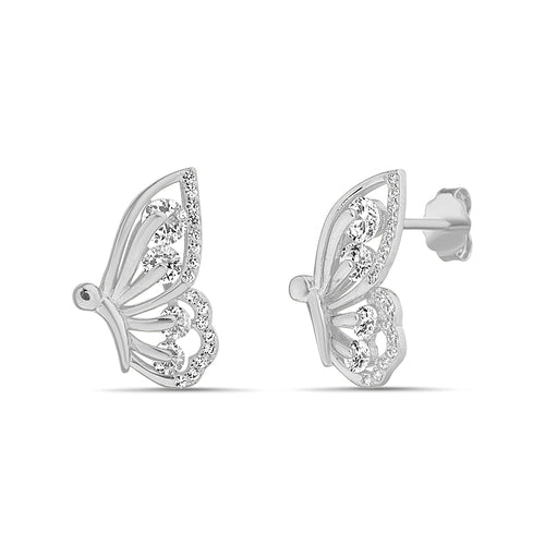 Sterling Silver CZ Butterfly Earrings - Allyanna Gifts