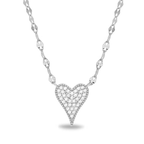 Sterling Silver CZ Heart Lana Chain Necklace - Allyanna Gifts