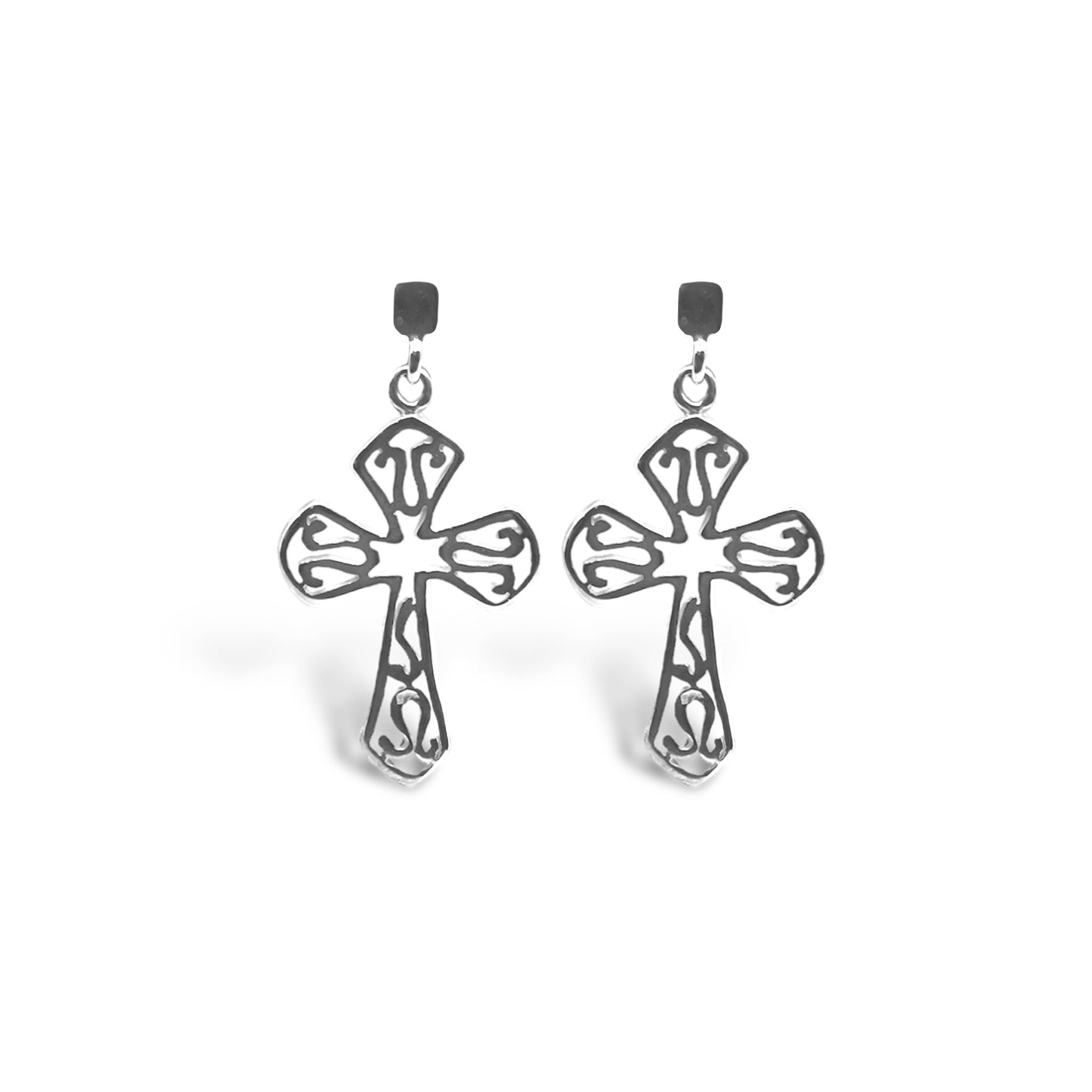 Sterling Silver Dangling Cross Earrings - Allyanna Gifts