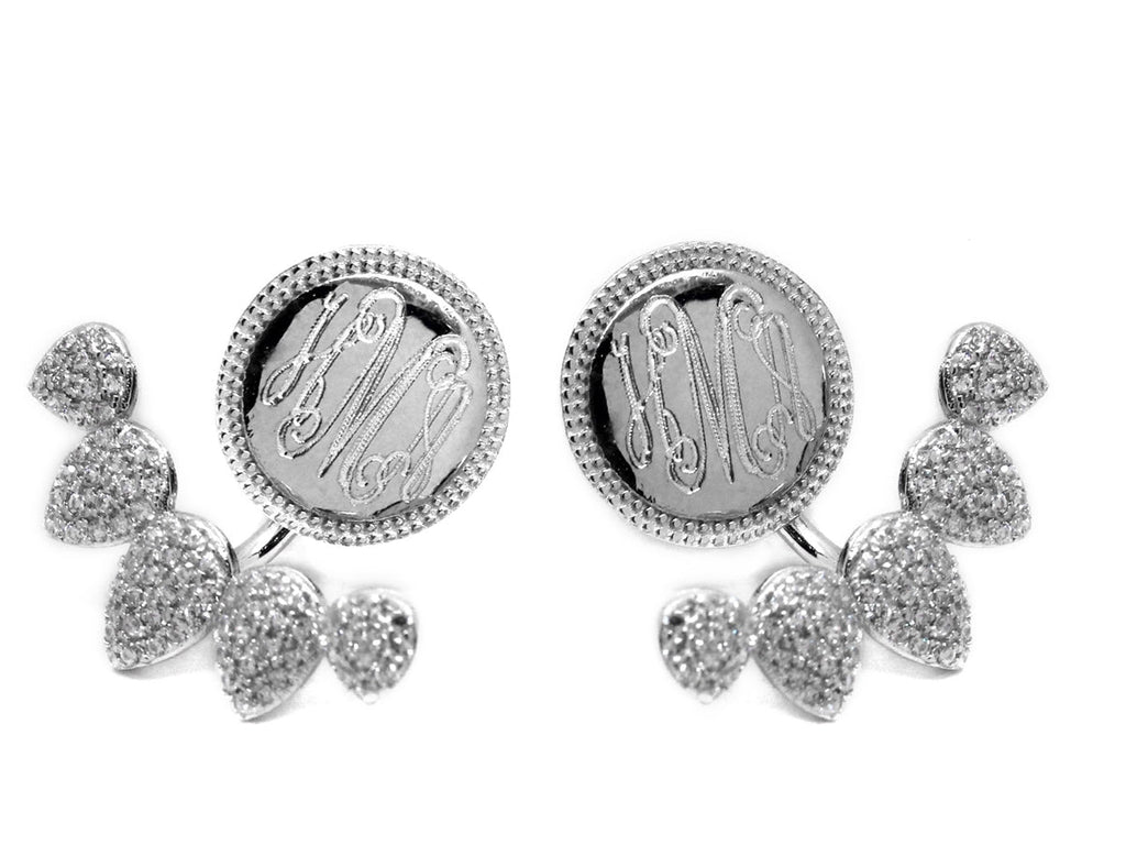 Sterling Silver Engravable CZ Teardrop Earrings - Allyanna GiftsMONOGRAM + ENGRAVING