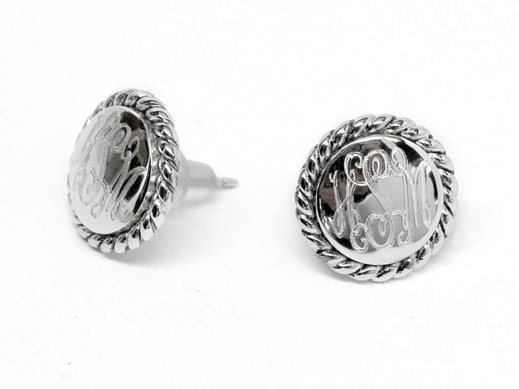 Sterling Silver Engravable Rope Earrings - Allyanna GiftsMONOGRAM + ENGRAVING