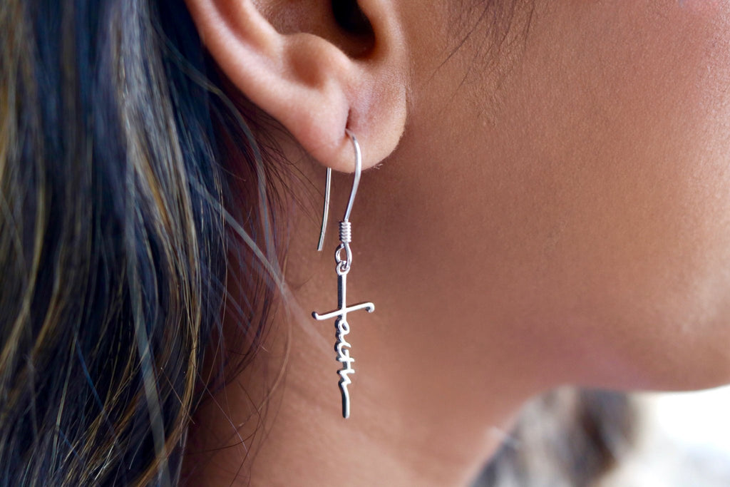 Sterling Silver Faith Dangle Earrings - Allyanna GiftsEARRINGS