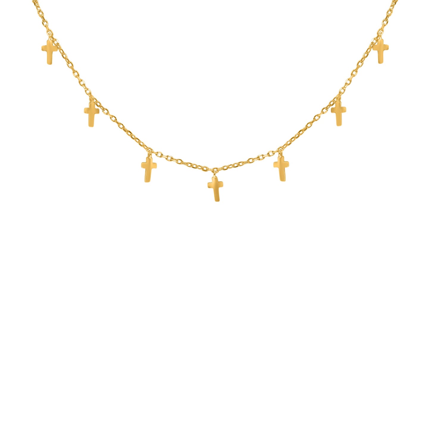 Sterling Silver Gold Plate Station Cross Necklace - Allyanna GiftsNECKLACE