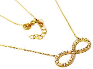 Sterling Silver Gold Plated Infinity Necklace With Mounted Cz Stones - Allyanna Gifts