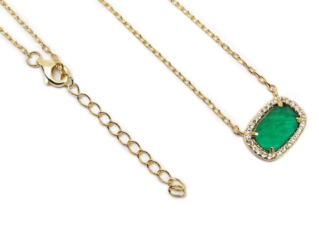 Sterling Silver Green Gemstone Necklace - Allyanna GiftsJEWELRY