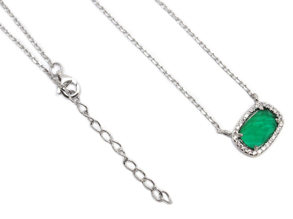 Sterling Silver Green Gemstone Necklace - Allyanna GiftsJEWELRY
