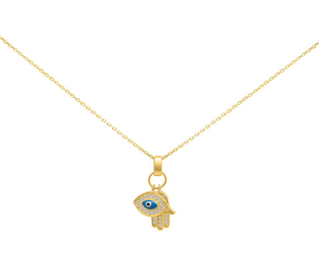 Sterling Silver Hamsa And Evil Eye Necklace - Allyanna Gifts