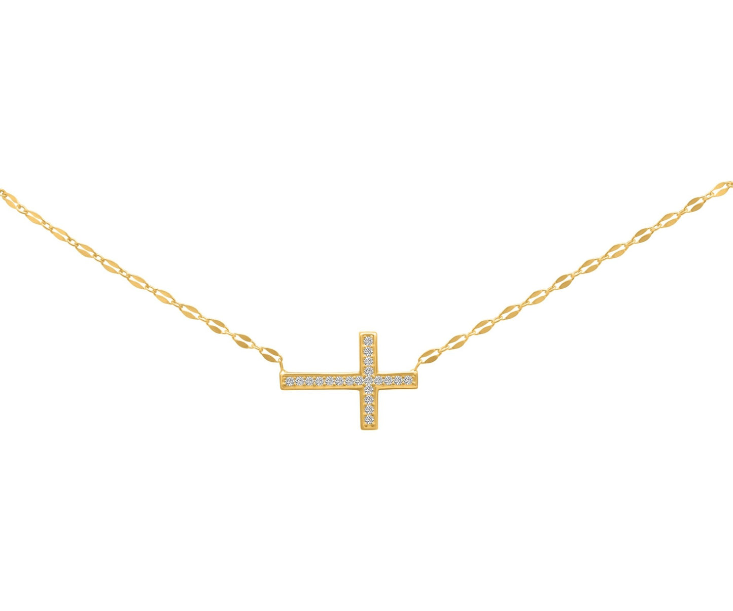Sterling Silver Lana Chain Large CZ Cross Necklace - Allyanna Gifts