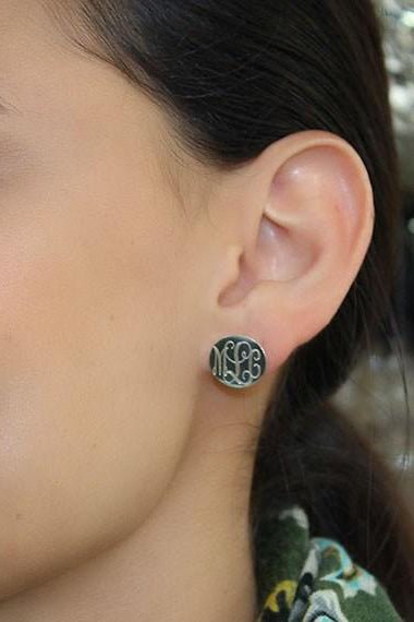Sterling Silver Monogram Earrings - Allyanna GiftsMONOGRAM + ENGRAVING