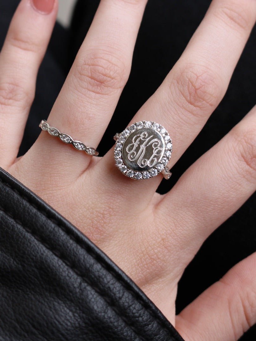 Sterling Silver Oaklynn Stackable Monogram Ring Set - Allyanna Gifts