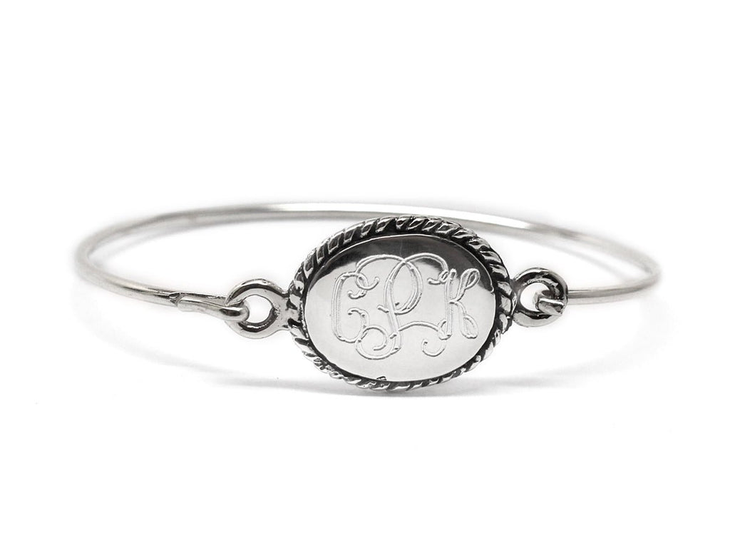 Sterling Silver Oval Rope Baby Bangle - Allyanna GiftsGIFTS