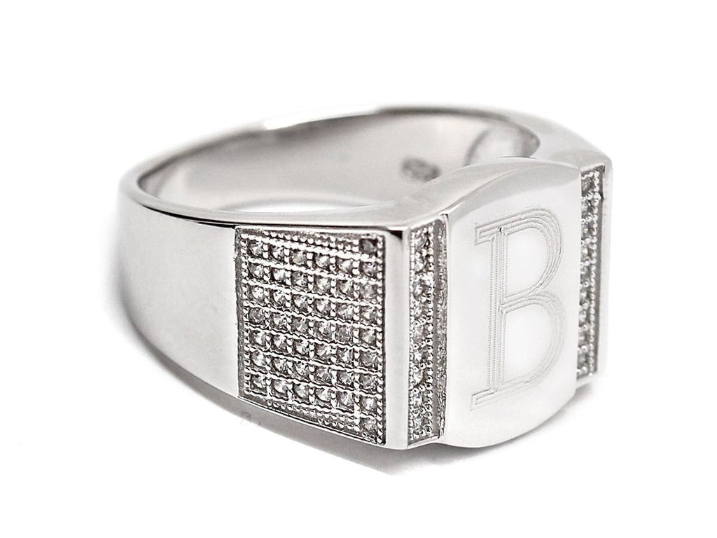 Sterling Silver Rectangle Engravable Men's Ring - Allyanna GiftsJEWELRY