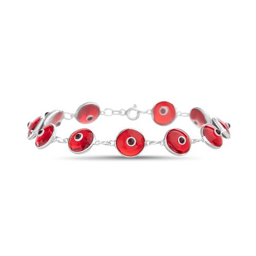 Sterling Silver Red Evil Eye Bracelet - Allyanna Gifts