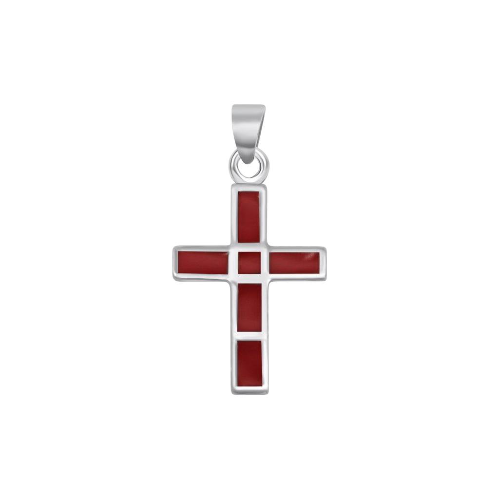 Sterling Silver Red Stone Cross - Allyanna GiftsPendant