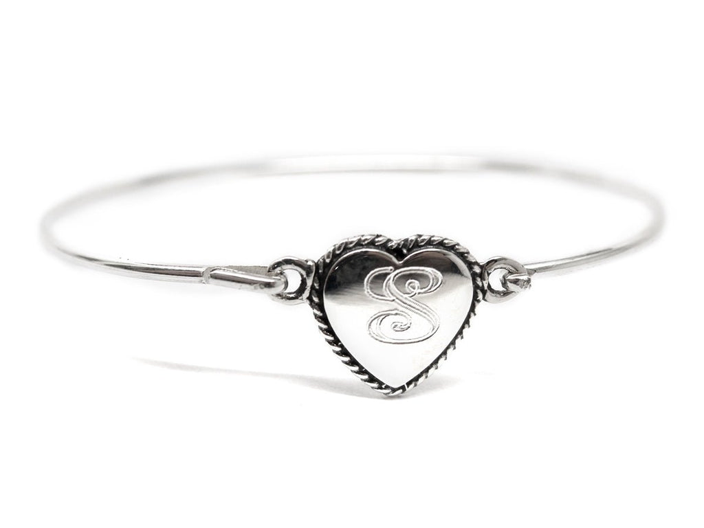 Sterling Silver Rope Heart Baby Bangle - Allyanna GiftsGIFTS