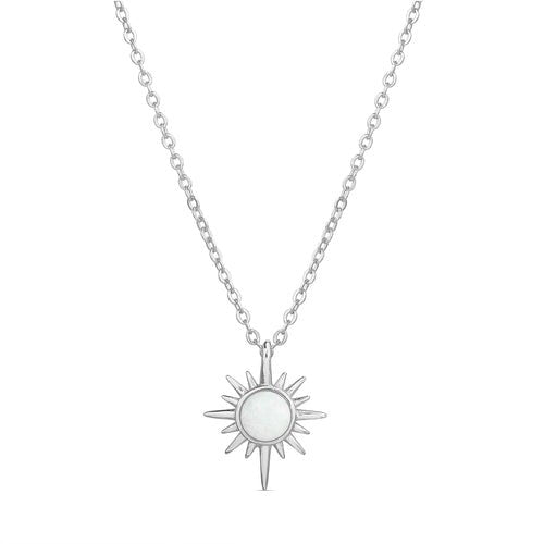 Sterling Silver White Opal Star Necklace - Allyanna Gifts
