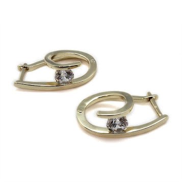 Swirly Oval Hoop Earrings with CZ Stone - Allyanna GiftsEARRINGS