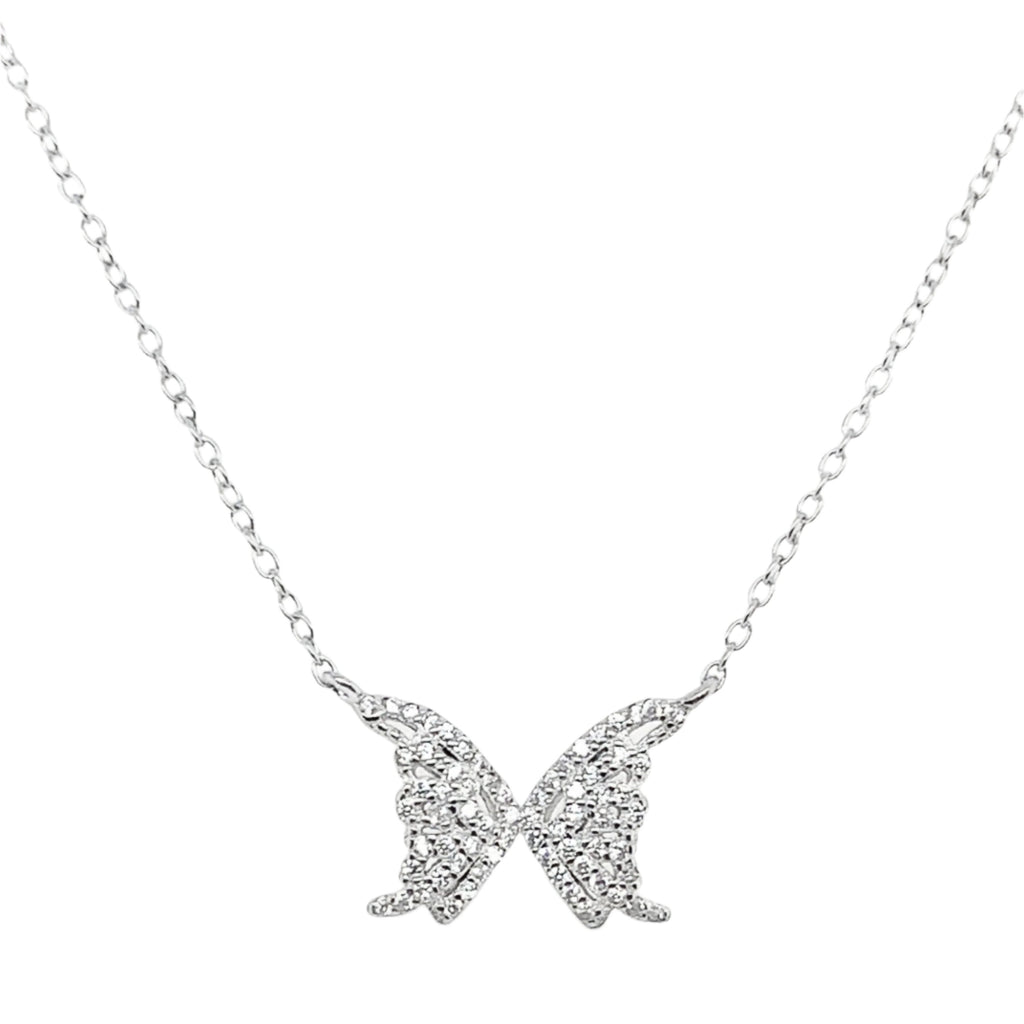 Sterling Silver CZ Butterfly Necklace