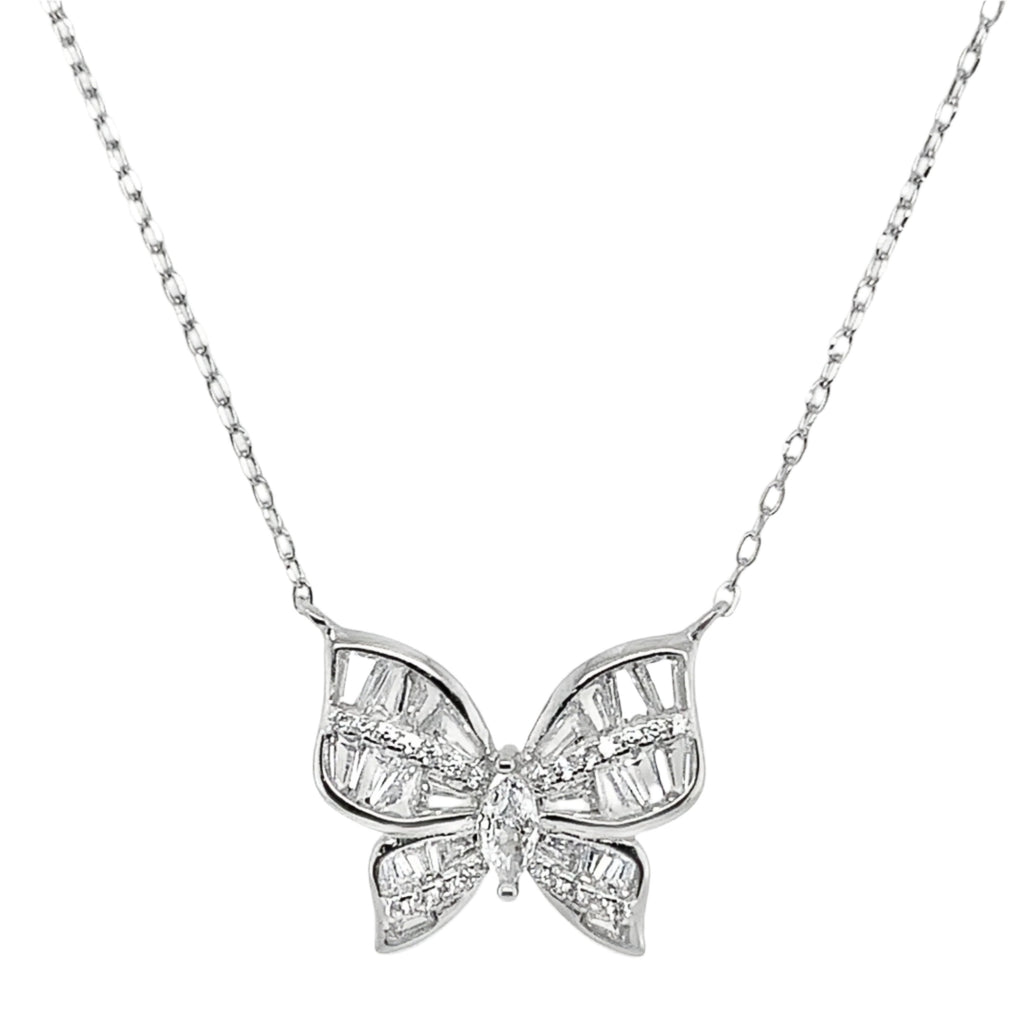 Sterling Silver CZ Butterfly Necklace