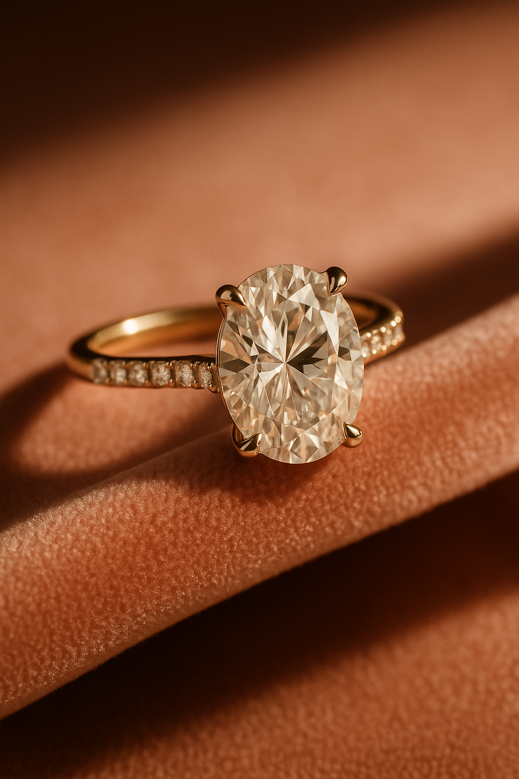 Sterling Silver Oval 8mm*10mm 3.0CT Pave Moissanite Ring