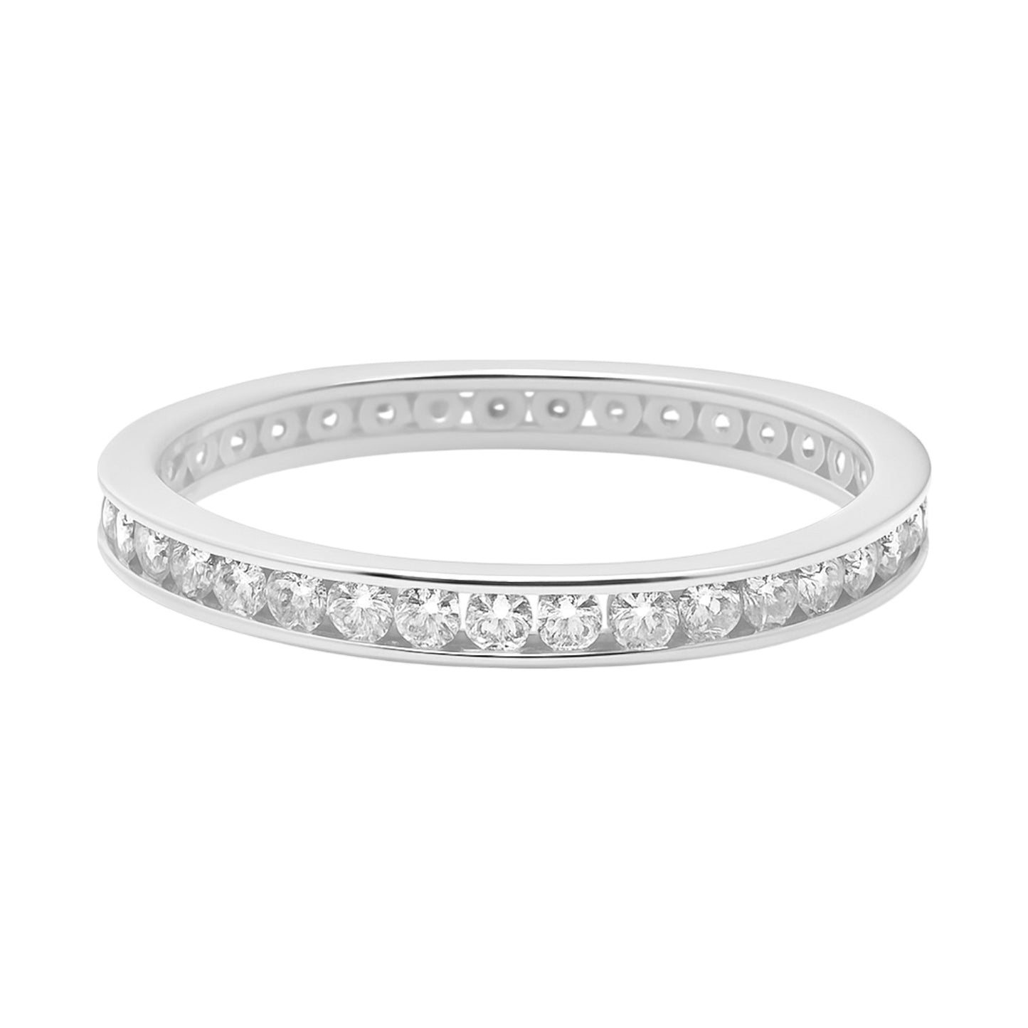 Sterling Silver Moissanite Pave 1.6 CT Eternity Band