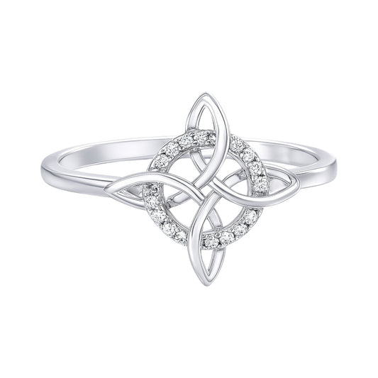 Sterling Silver Quaternary Celtic Knot CZ Ring