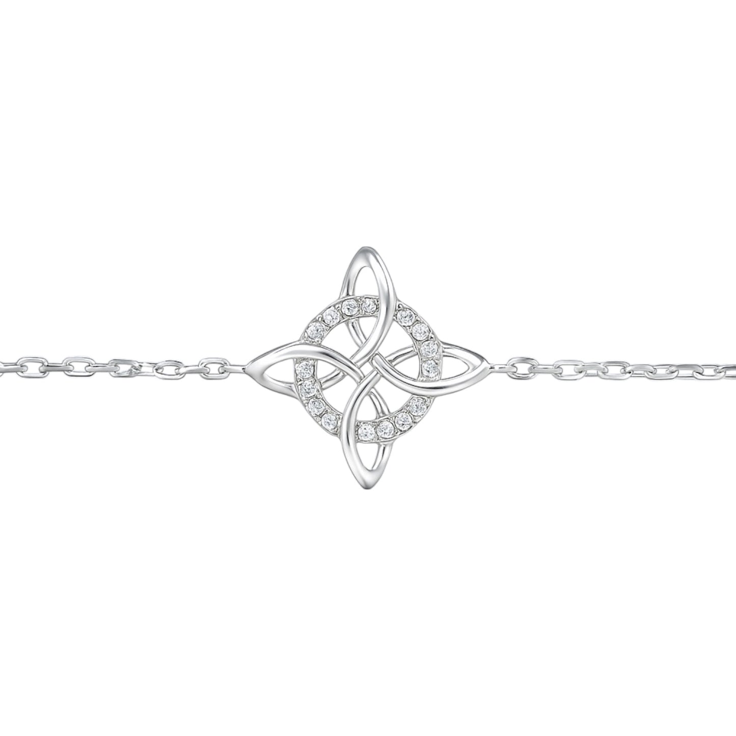 Sterling Silver Quaternary Celtic Knot CZ Bracelet