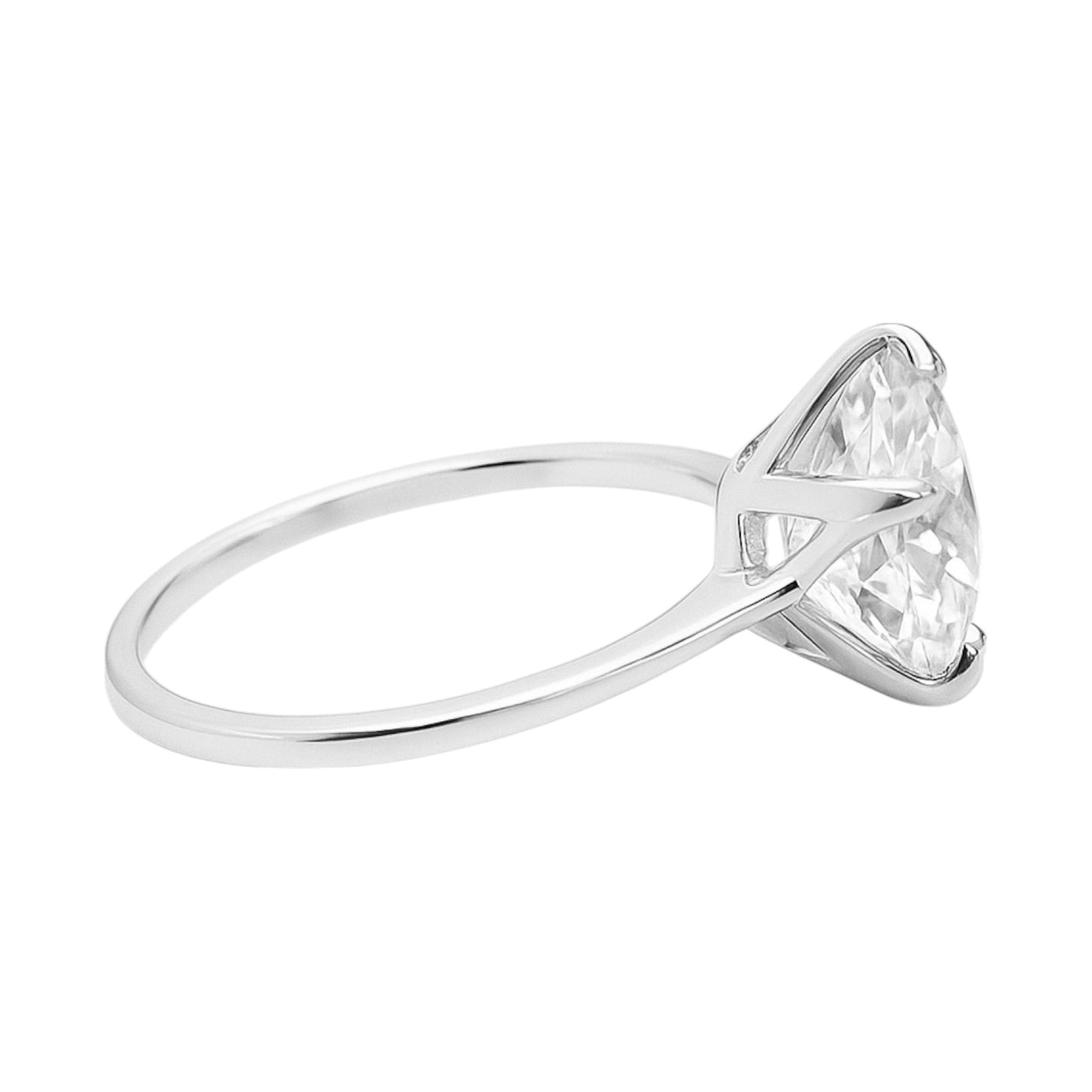 Sterling Silver 4.0CT Round Solitaire Moissanite Ring