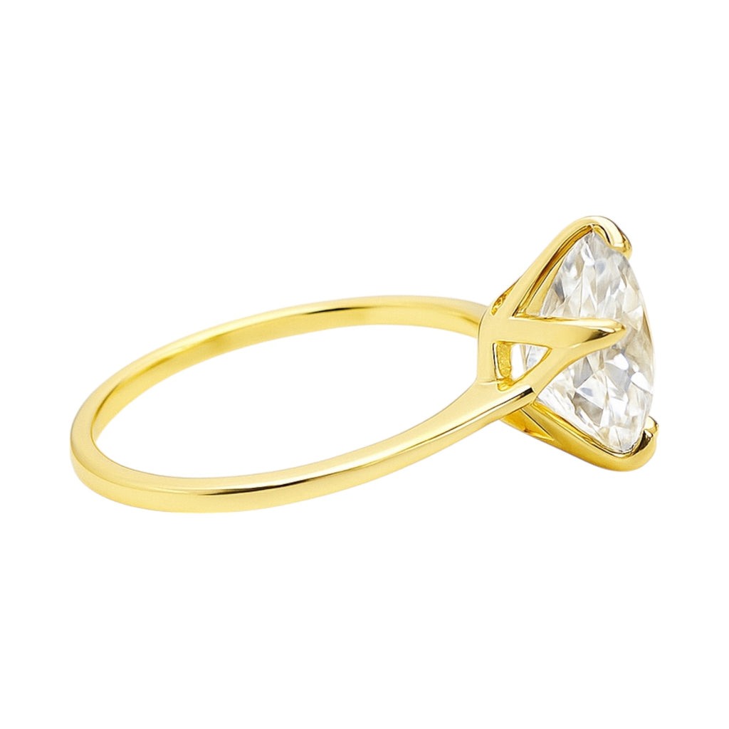 Sterling Silver 4.0CT Round Solitaire Moissanite Ring