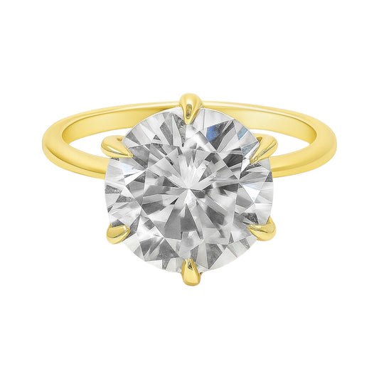 Sterling Silver 4.0CT Round Solitaire Moissanite Ring