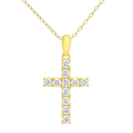 Sterling Silver Moissanite Cross Necklace