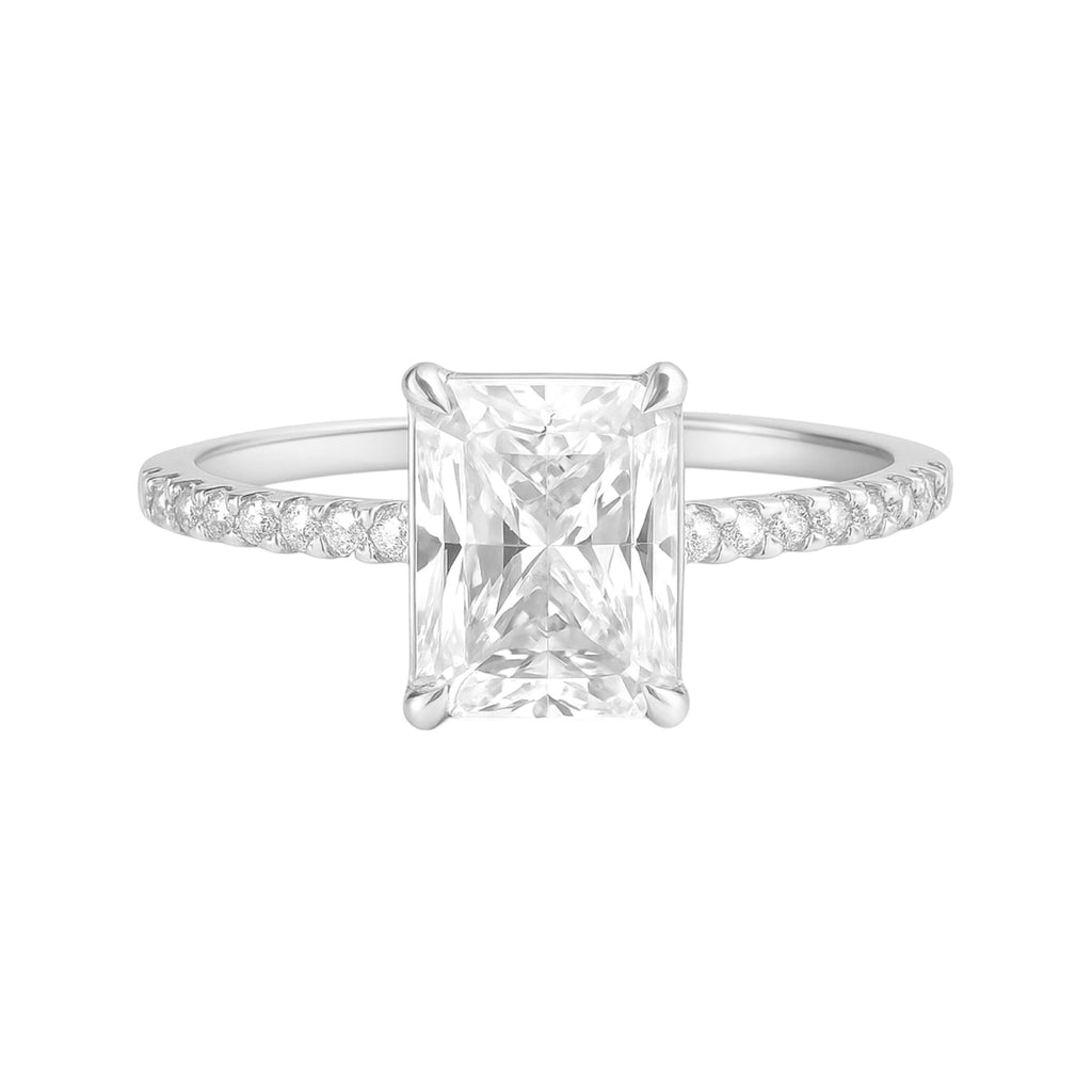 Sterling Silver Emerald Cut 6MM*8MM 2.0CT Moissanite Ring