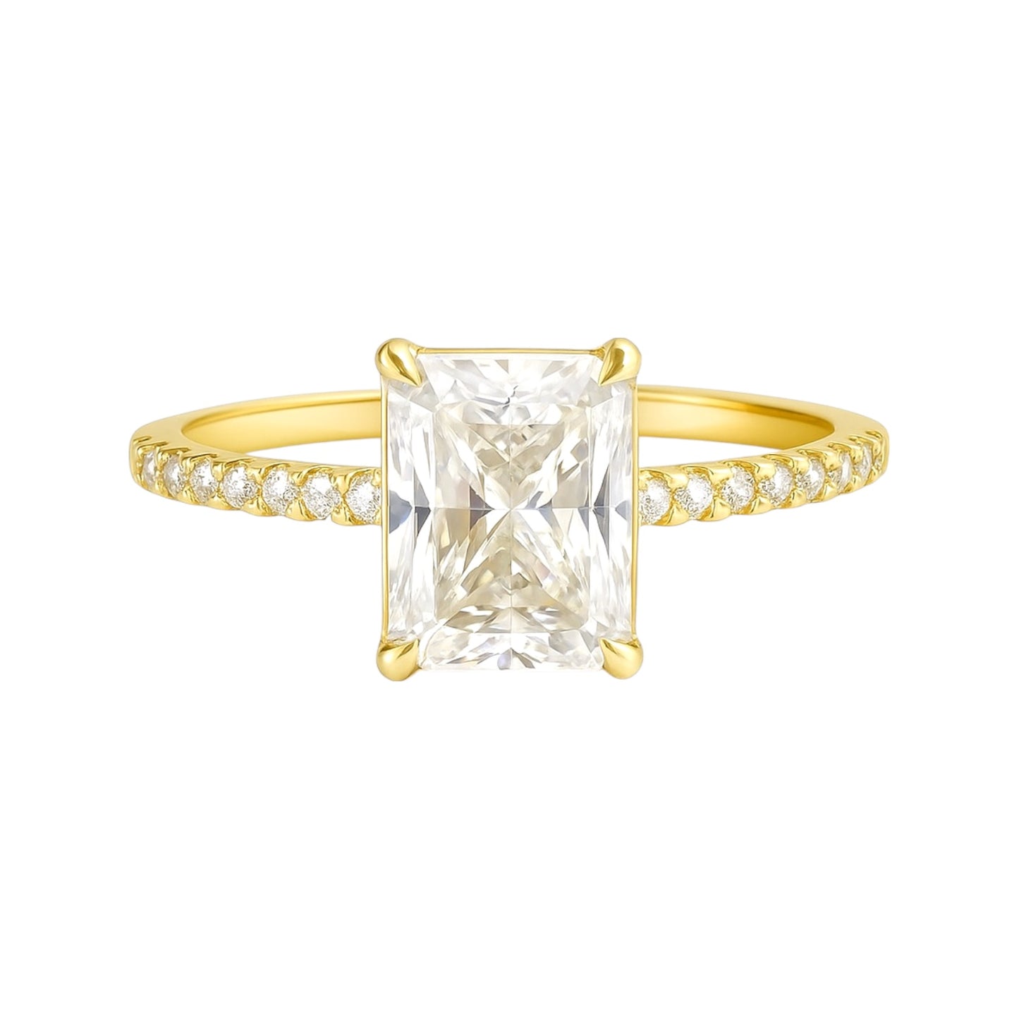 Sterling Silver Emerald Cut 6MM*8MM 2.0CT Moissanite Ring