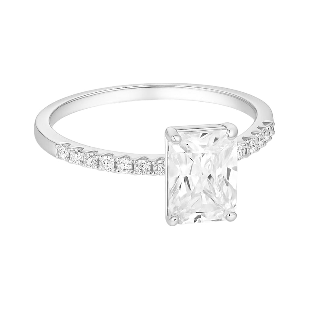 Sterling Silver Emerald Cut 6MM*8MM 2.0CT Moissanite Ring