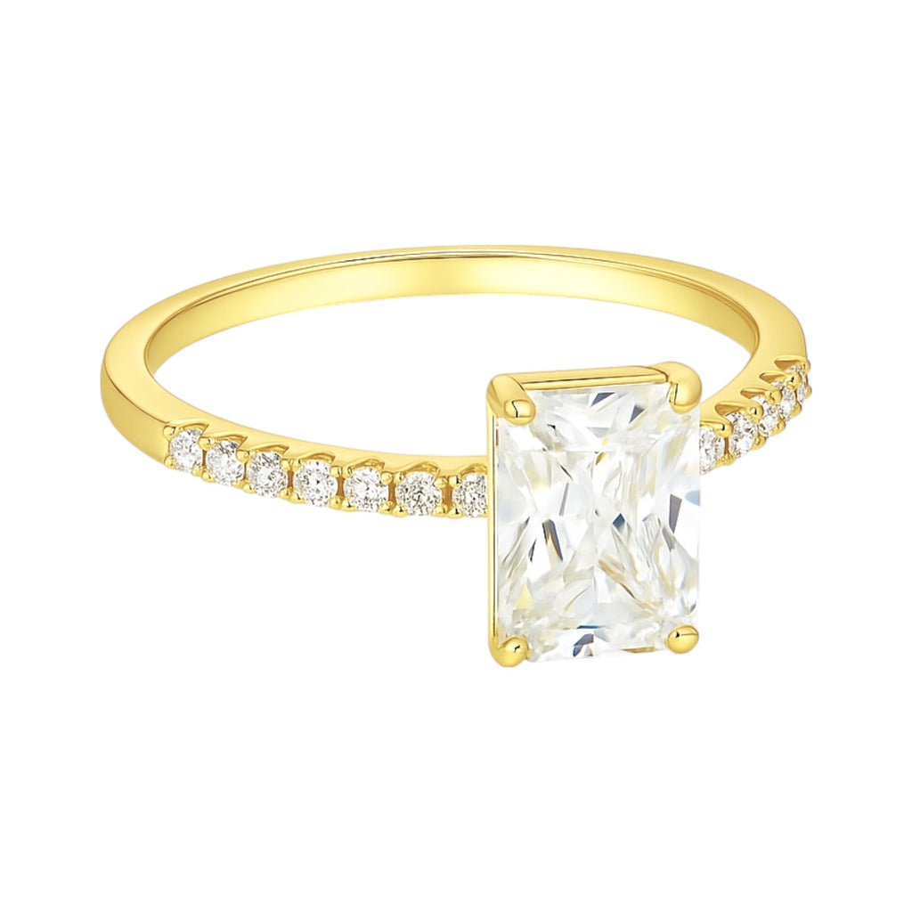 Sterling Silver Emerald Cut 6MM*8MM 2.0CT Moissanite Ring