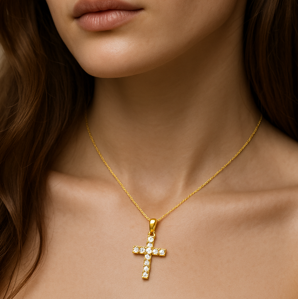Sterling Silver Moissanite Cross Necklace