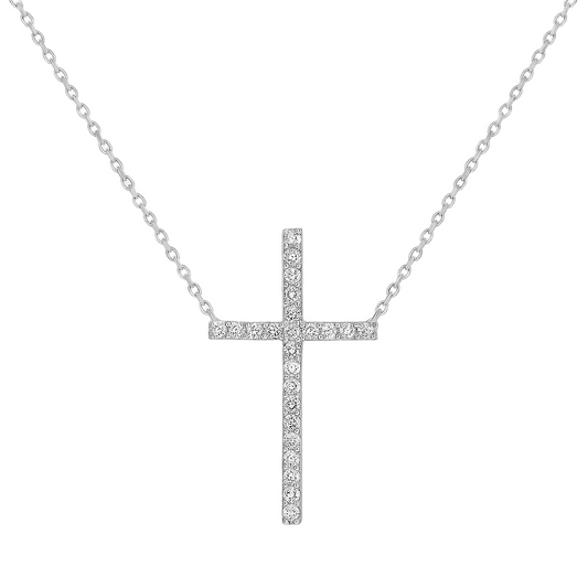 Sterling Silver CZ Cross Necklace