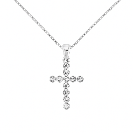 Sterling Silver CZ Bubble Cross Necklace
