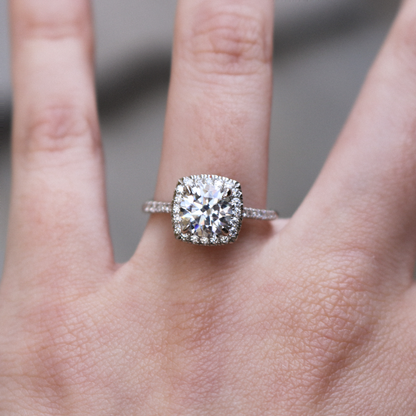 Sterling Silver 1.2CT 7.0MM Moissanite Halo Engagement Ring