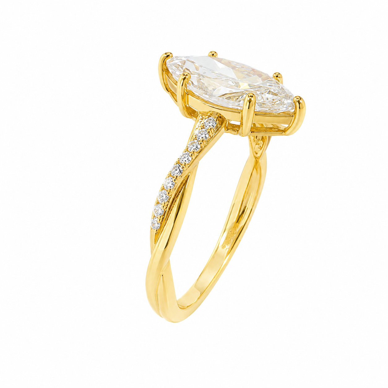 Sterling Silver 2.0ct Marquise Moissanite Twisted Band Engagement Ring