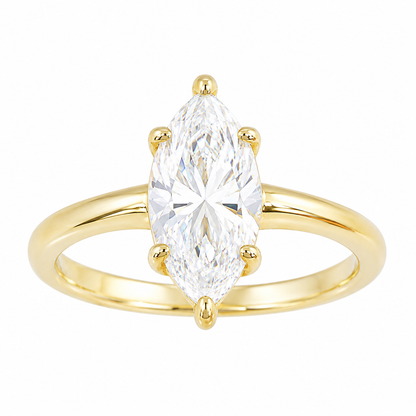 Sterling Silver 2.0ct Marquise Moissanite Solitaire Ring